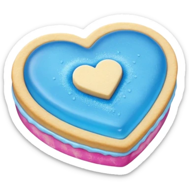Realistic shortbread cookie in the shape of a heart with Carolina Blue color jelly middle filling and sprinkled powder sugar on top. sticker