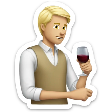 Blonde guy drinking wine sticker