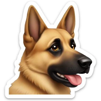 german shepard with a black face and one eye sticker