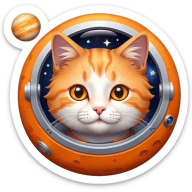 cat in space with stars and planets sticker