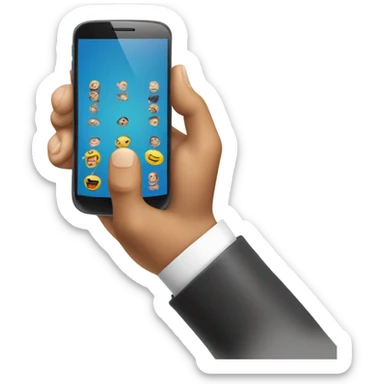 The hand shakes the phone sticker