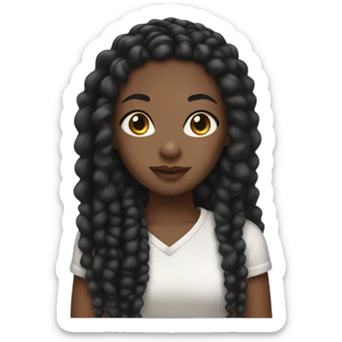 black girl with black braids and curls  sticker