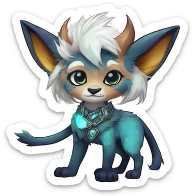 Cool cute Kawaii edgy fantasy shiny animal  fursona Fionbri vernid by griffsnuff & LiLaiRa & Falvie full body sticker