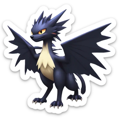 Edgy Cool Fluffy Spiky Winged Dark type Shadow type Nargacuga-Noivern-Pokémon-fusion-cat Full Body sticker