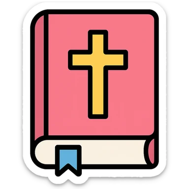 simple pink closed Bible book icon with cross sticker