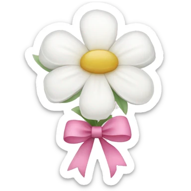 White flowers with pink bow sticker