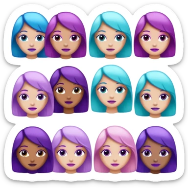 10 girl Naked Glitter purple and cian inner circle sticker