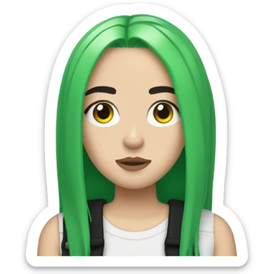 billie eilish green black hair sticker