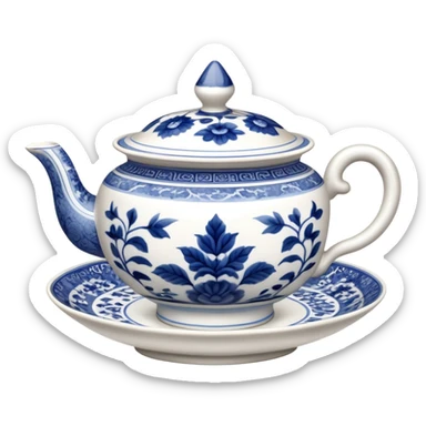 traditional Chinese tea cup with blue and white porcelain design without handle sticker