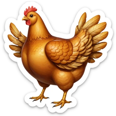 whole roasted chicken golden-brown crispy plump well-defined legs and wings, glossy, seasoned, light charring, juicy, curved, no tray, garnish, or carving, soft lighting, emoji scale sticker