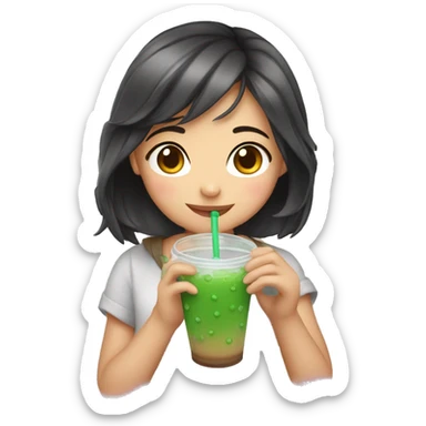 Cute girl drinking boba sticker