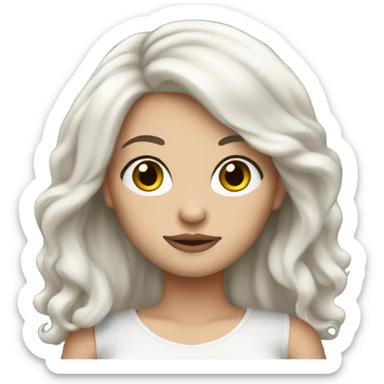 White girl with black voluminous hair sticker