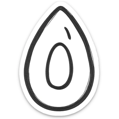 simple almond shape icon with small inner oval, abstract and minimal, black outline sticker