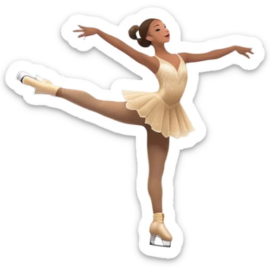 An icon featuring a graceful figure skater performing a flawless routine on an ice rink. The background shows a grand arena, Madison Square Garden, filled with spectators. Snowflakes and spotlights add to the elegance and beauty of the performance. Transparent background. sticker