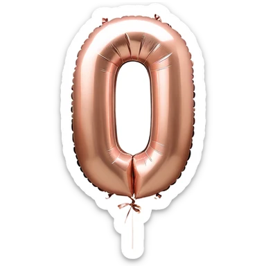 Rose gold number 0 balloon sticker