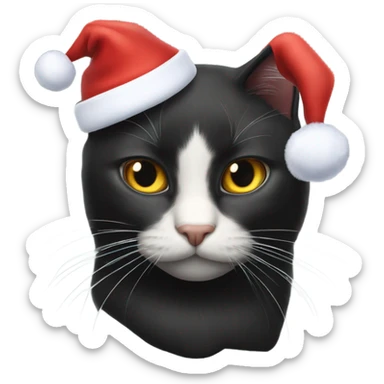 ONE black cat and TWO blonde cats wearing Santa’s hats  sticker