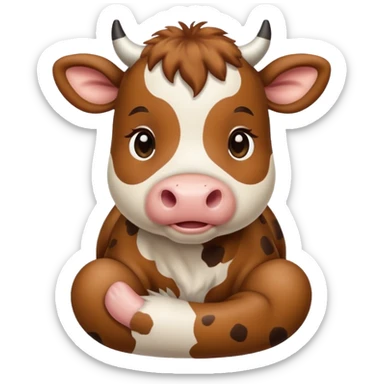 baby brown cow sticker