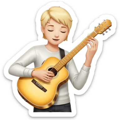 cinematic-realistic-guitar,-polished-metal,-warm-golden-reflections-dancing-along-its-surface,-soft-hands-carefully-positioned-over-the-keys,-glowing-with-an-elegant-and-airy-charm. sticker