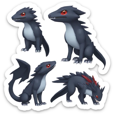 Cute cool black red nargacuga animal hybrid Fakemon full body sticker