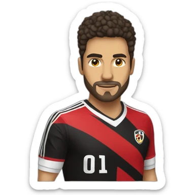 Camiseta fútbol color negro y una franja roja en el centro sticker