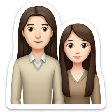 Short brunette wife with long hair next to tall husband sticker
