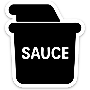 A sauce in a fast food packaging with a yellow background sticker