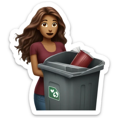 Beautiful burgundy long haired woman taking out the trash sticker