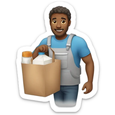 Father  going to get milk sticker