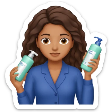 Latina girl applying conditioner to her hair sticker