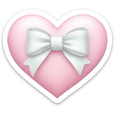 Pastel pink heart with white bow sticker