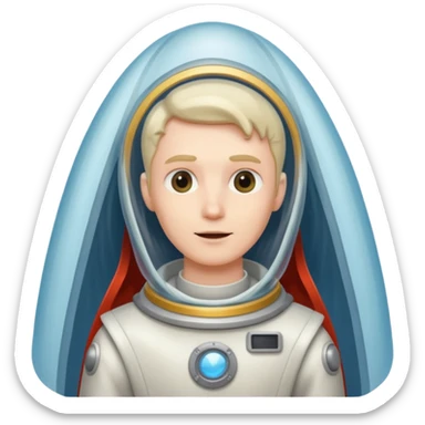 Man in wedding veil on a rocket ship sticker