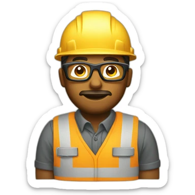 construction worker with glasses bulldozer from bird perspective sticker