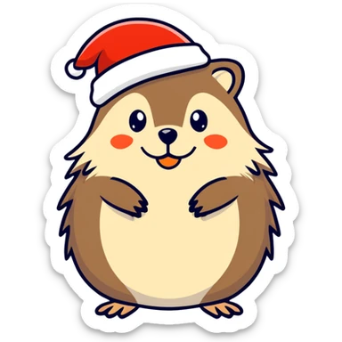 Hedgehog with christmas hat sticker