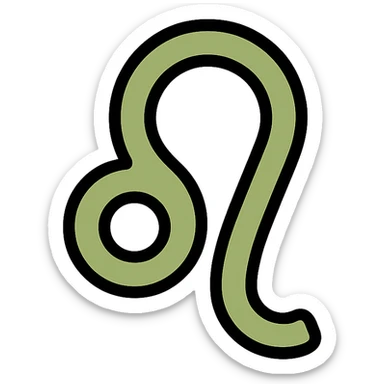zodiacal Leo sign, olive green color, clean and modern icon style sticker