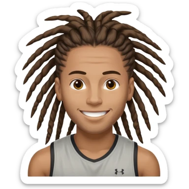 Create an emoji of rey. he has dreadlocks, african american, he's an athlete handsome with a million dollar smile. he's also a strength coach who values performance training sticker