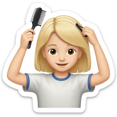child combing their hair, happy and tidy sticker