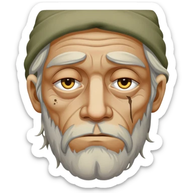 Homeless dirty man High on drugs no sleep veiny eyes sticker