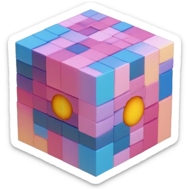 Cube planet made of voxels sticker