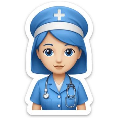 blue dressed nurse sticker