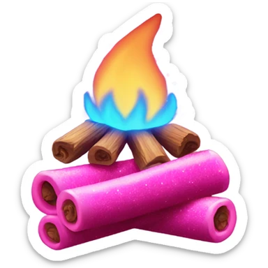 Rose pink neon campfire with glitter sticker