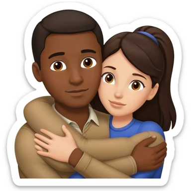 Black man tight hug brunette woman sticker