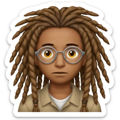 hes brown skin with dreads over his eyes sticker