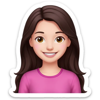 Azzyland with dark brown long hair, pink outfit sticker