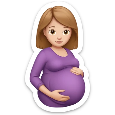 very heavily pregnant overdue woman with very large belly sticker