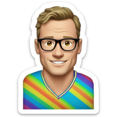 Jonathan Toews wearing glasses and rainbow clothes sticker