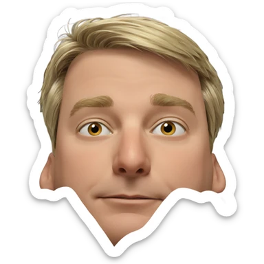 blonde boy indoors with style sticker