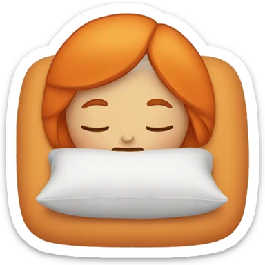 Tan girl with orange hair sleeping on pillow in bed sticker