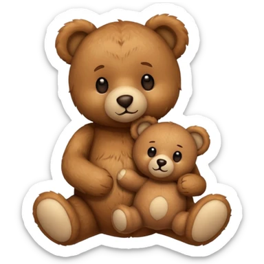 Teddy bear holding a smaller teddy bear  sticker