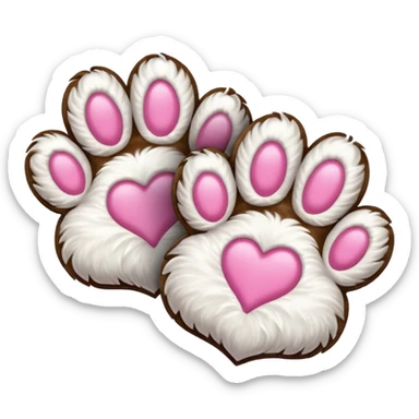two oversized puppy paw prints with a pink heart connecting them sticker