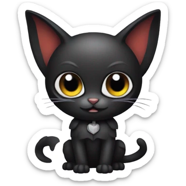 Black-Vampire-Batty-Cat-Fakémon-Cat With Bat-wings as ears  sticker